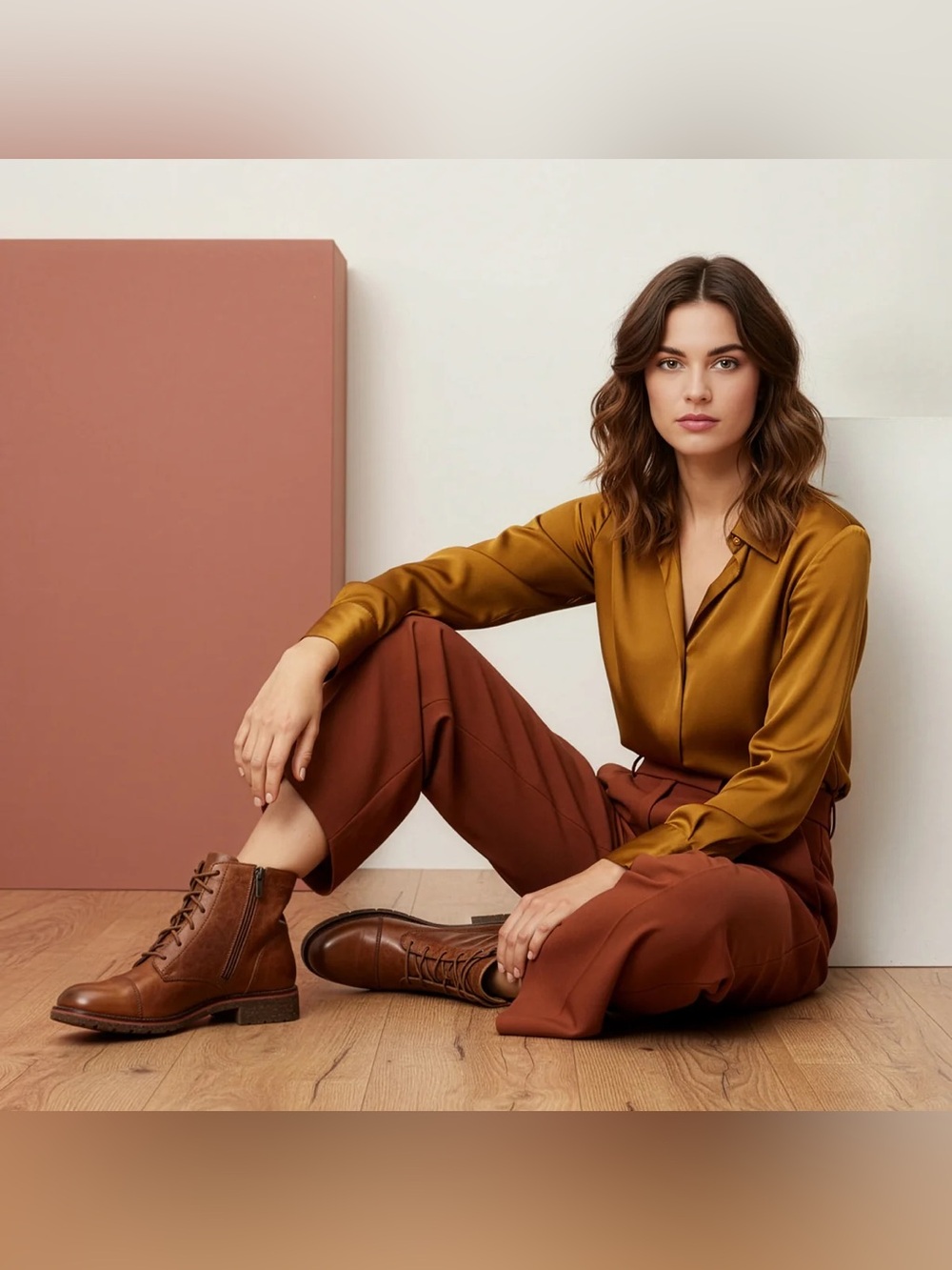 NIB AETREX Juliet Lace-Up Boot in Cognac